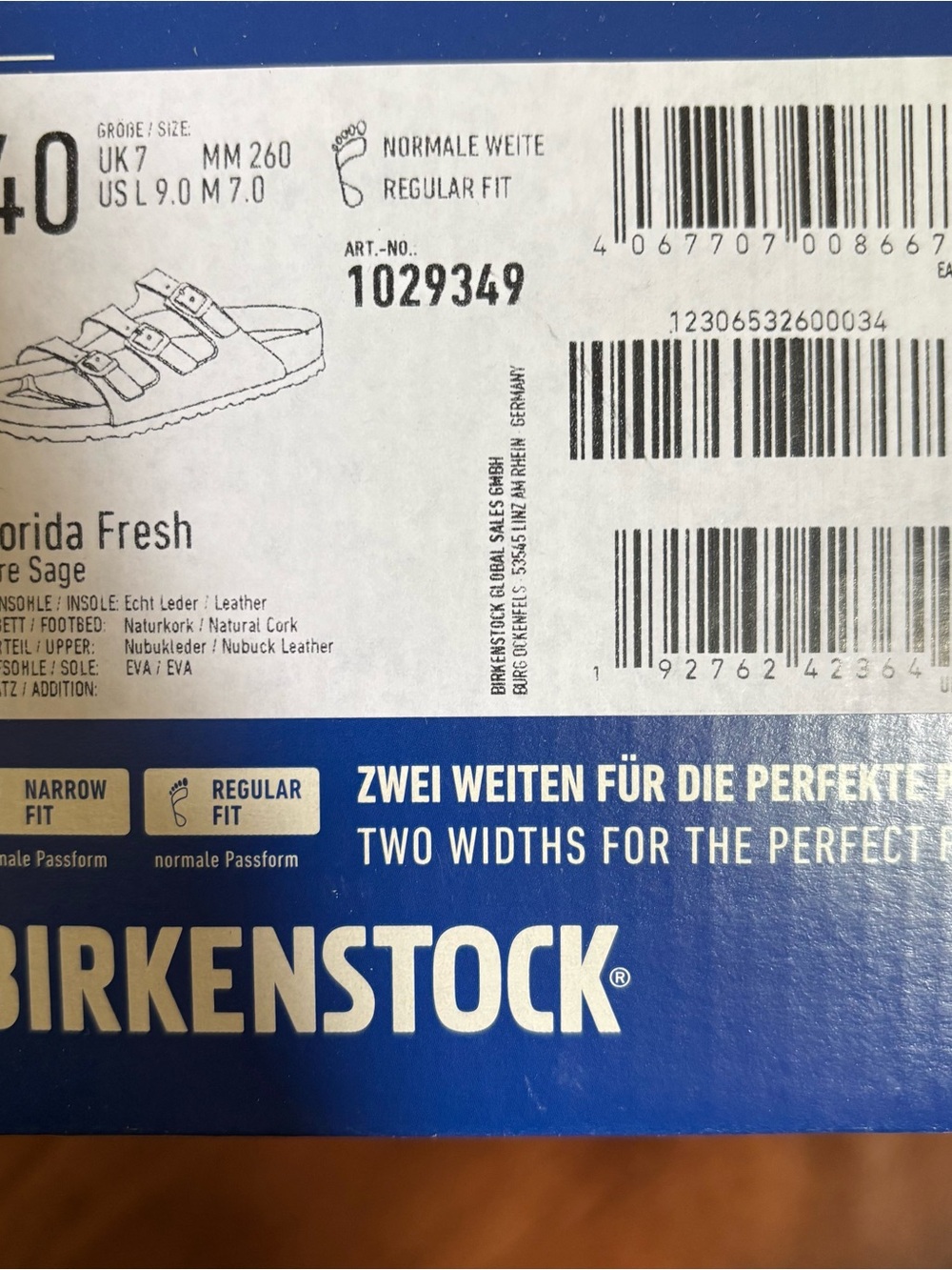 NWT Birkenstock Florida Fresh pure sage with Black Outsole Sandals Sz 40 - Picture 7 of 7